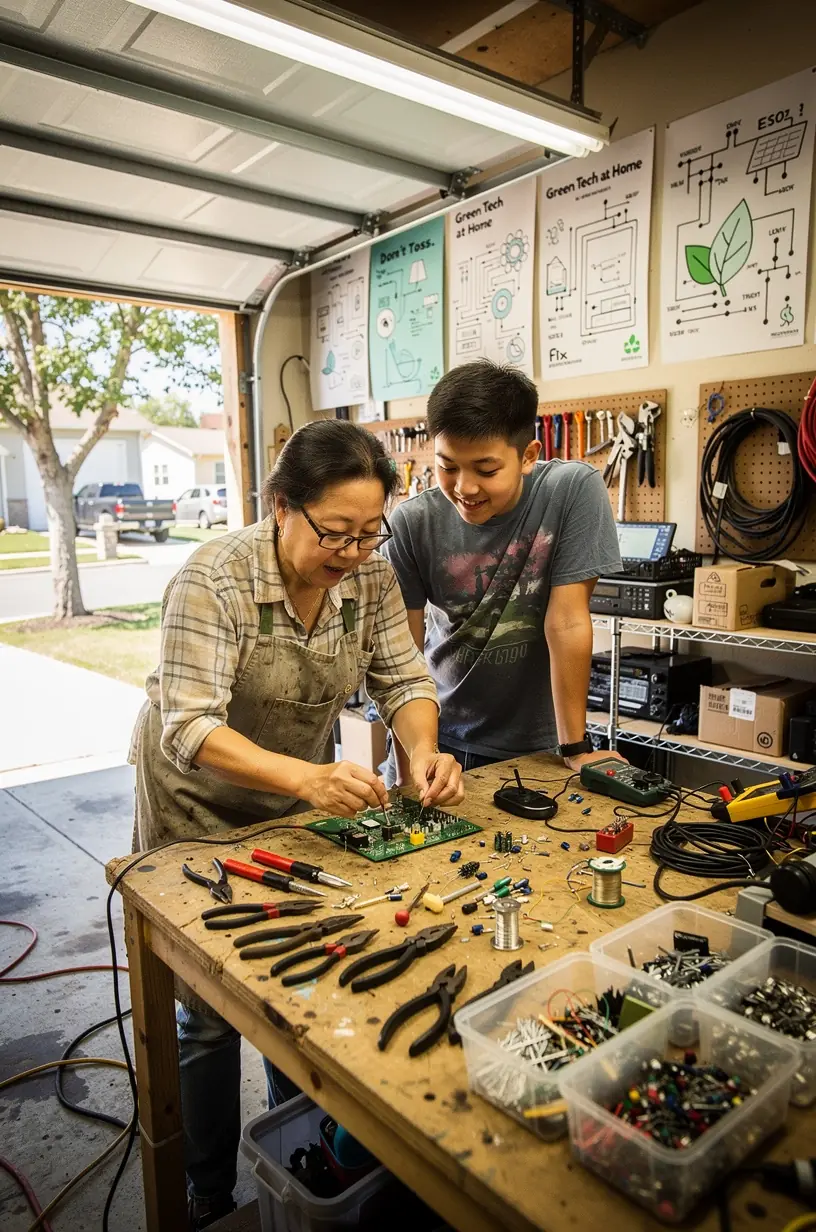 Diagram illustrating the impact of small-scale technology upgrades on neighborhood sustainability.