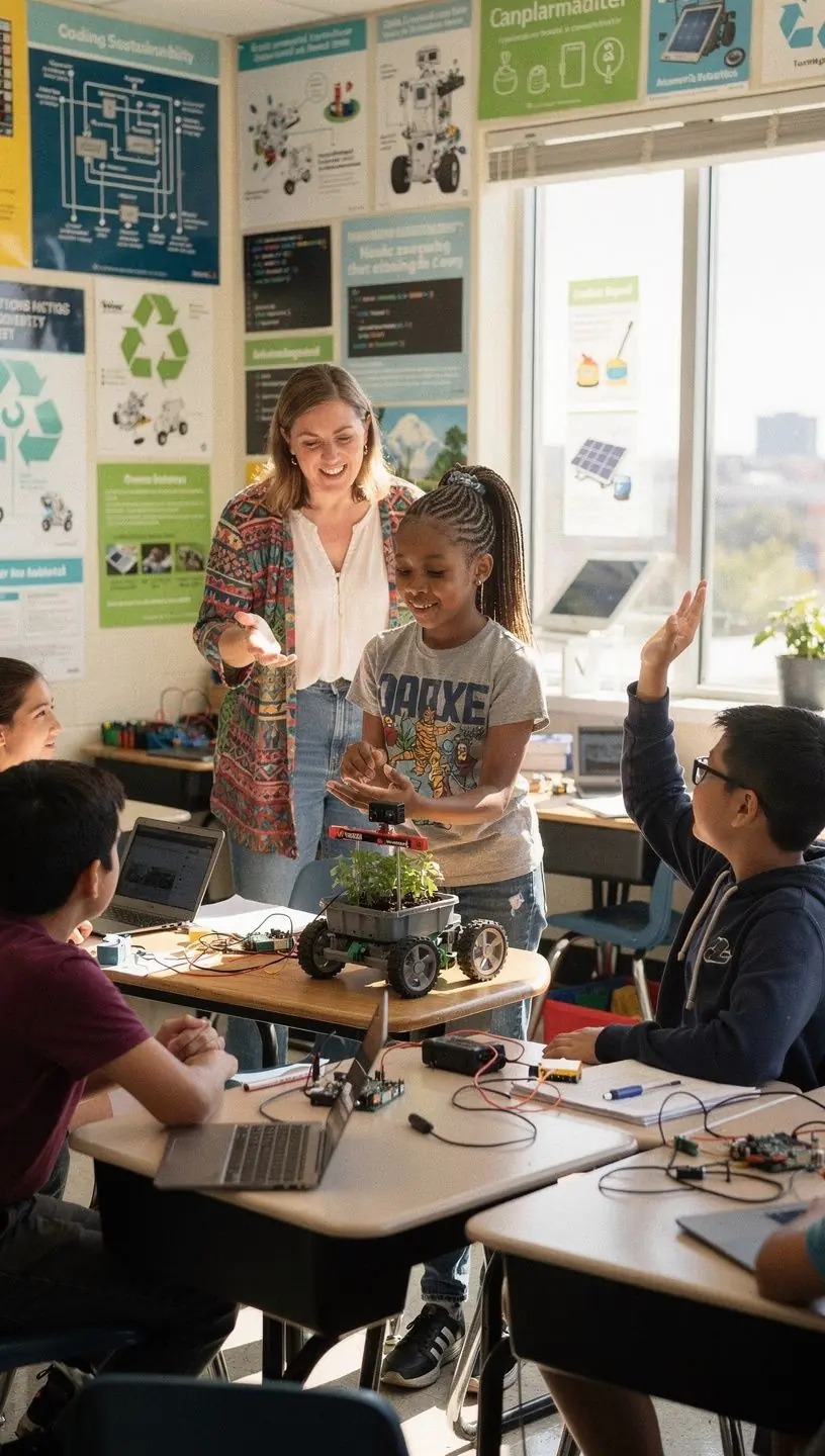 Community members collaborating on a local tech project in a neighborhood park.