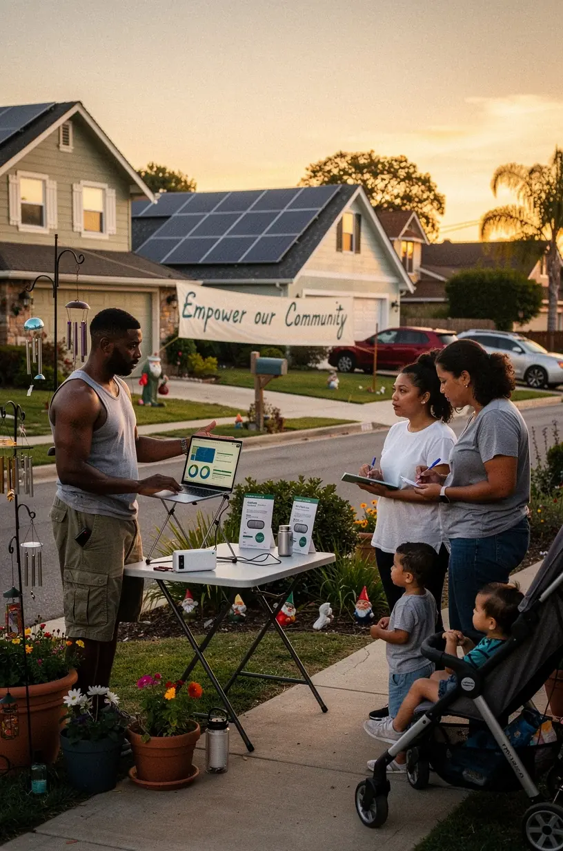 Volunteers setting up a community Wi-Fi hotspot to improve internet access for local residents.